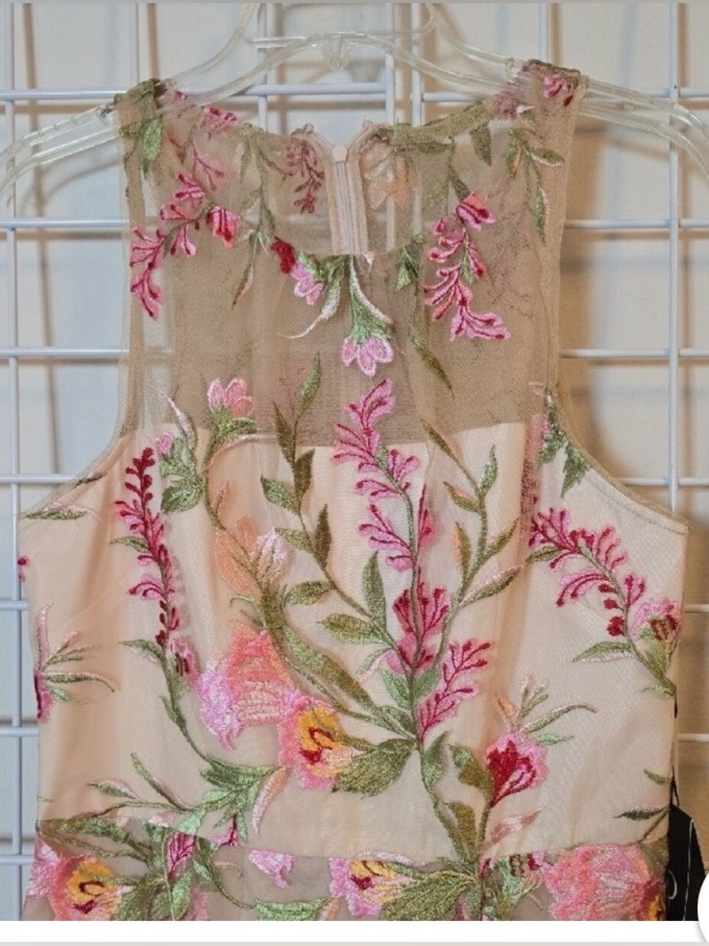 ADRIANNA PAPELL Multi Beaded Floral Dress. Ivory with flowers. Size 8. NWT.READ. - Picture 7 of 13